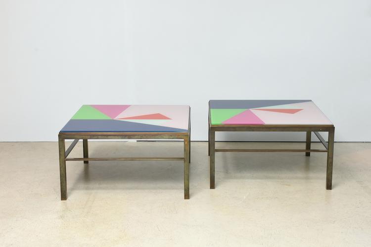 2er-Set Couchtisch mit geometrischen Mustern