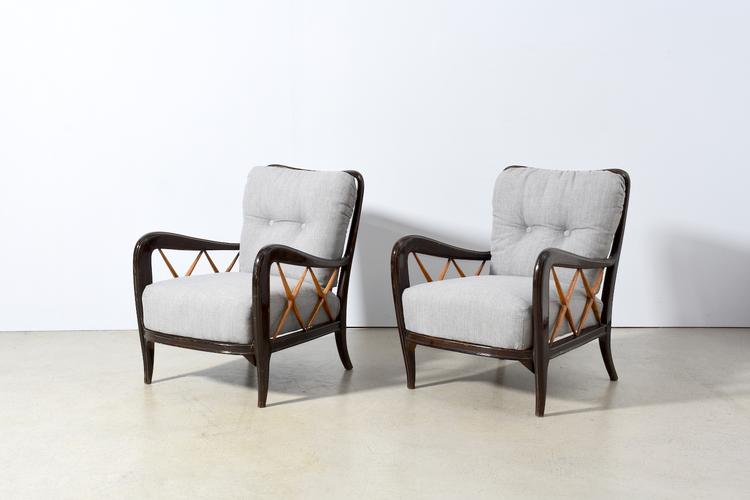 2er-Set elegante Armsessel von Paolo Buffa, Italien 1940er Jahre