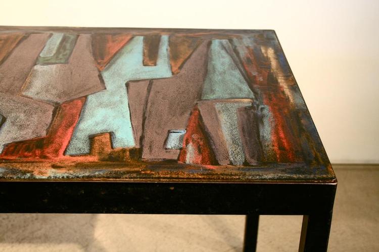 Kunstvoll gestalteter Emaille-Salontisch, 1960er