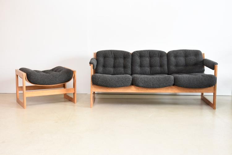 Sofa mit Hocker, horgenglarus 1960er Jahre, seltene Produktion