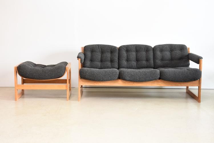 Sofa mit Hocker, horgenglarus 1960er Jahre, seltene Produktion - 0