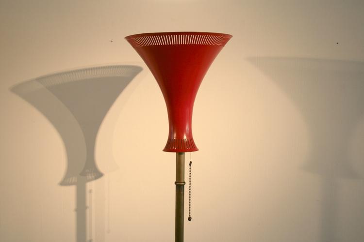Städerlampe mit rotem Blechschirm, 1950er